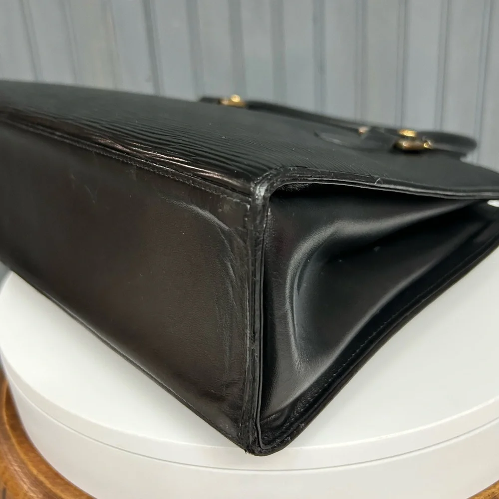 Vintage Black Epi Leather Structured Top Handle Bag Made in Canada Minimalist - Picture 8 of 17